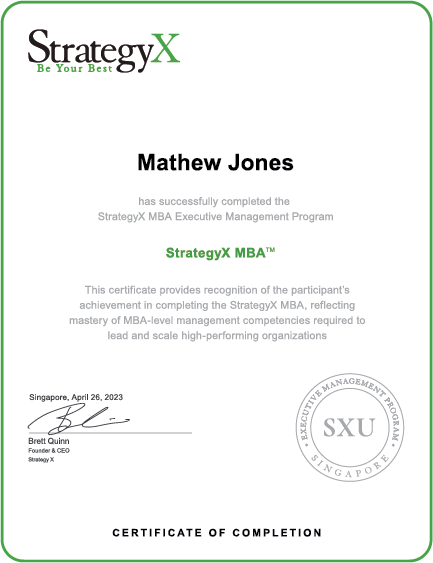 StrategyX MBA Certificate